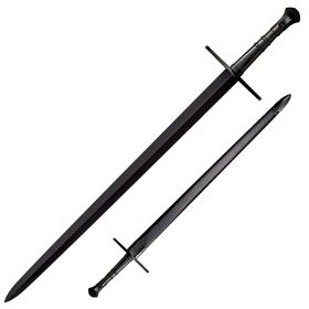 COLD STEEL Man at Arms Hand-and-a-Half Sword 33.5" Blued Carbon Steel Blade Leather Handle