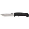 Field Knife Fixed 4" Satin Plain Clip Point Blade Thermoplastic Rubber Handles GRN Sheath