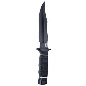 SOG Tech Bowie - Fixed 6.4" Black Plain Blade Kraton Handle Kydex Sheath