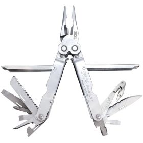 SOG PowerLock w/ V-Cutter Stainless Finish 18 Tool Multi-Tool with Nylon Sheath