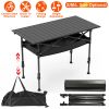 Portable Folding Camping Table With Adjustable Height Hanging Net Rustproof Carbon Steel Foldable Roll-Up Camping Table for Picnic Camping Hiking Beac