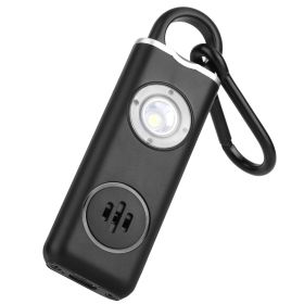 Rechargeable Personal Safety Alarm Portable 130dB Self-defense Siren with Strobe Light LED Light Carabiner Emergency Escape Tool for Women Kids Elderl (Option: Black)
